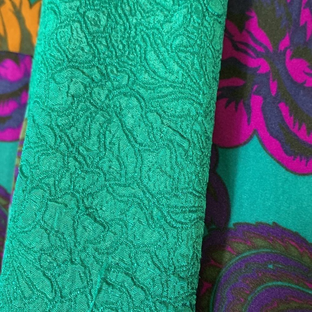 Vintage 80s Victoria’s Secret Turquoise Floral Paisley Satin Long Robe Size L - Picture 7 of 16